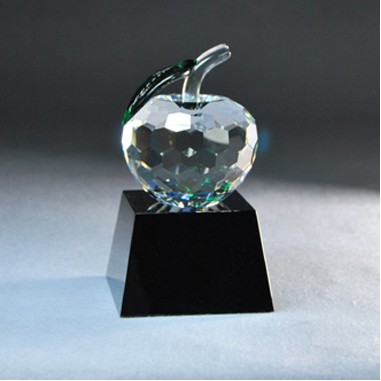 Faceted Clear Crystal Apple on Black Crystal Base