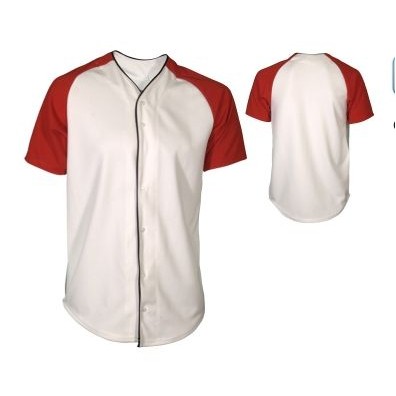 Adult Double Knit Poly Pro-Style Full Button Baseball Jersey Shirt w/ Raglan Sleeve