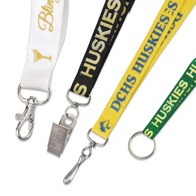 5/8" Glitter Ink Custom Silkscreen Ribbed Polyester Lanyards