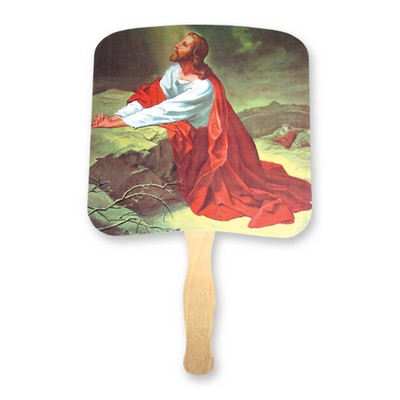 Religious Jesus Praying Full Color Hand Fans