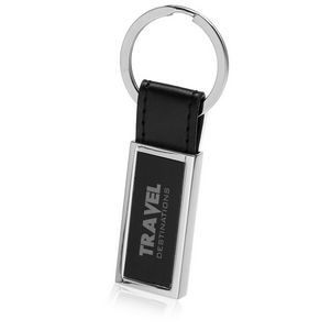 Rectangular Metal & Leather Keychains