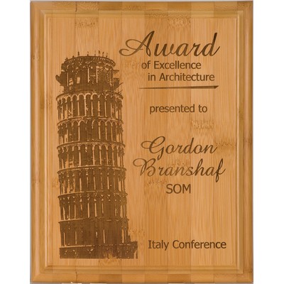 Bamboo Premium Wood Engraved Award Plaque 12"x15"