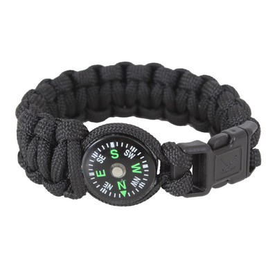 Black Paracord Bracelet w/Compass