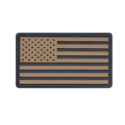 PVC US Flag Patches W/Hook Back (Khaki/Silver)