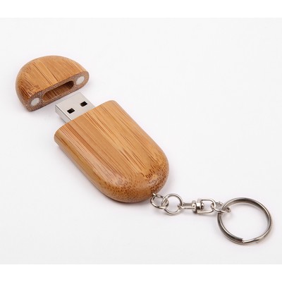 16 GB Wooden Racetrack USB Flash Drive W/ Keyring