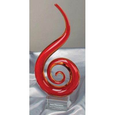 15" Red Fire Art Glass Award