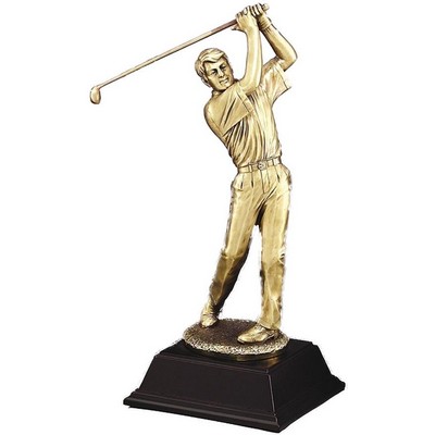 Majestic Swing Golfer - Male- Gold Metallic 10" Tall