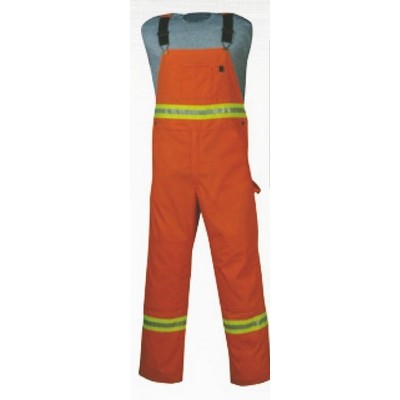 7.5 Oz. Unlined Industrial Bib Overalls w/Reflective Tape