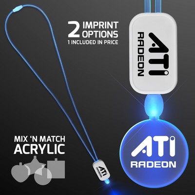 Blue LED Cool Lanyards with Acrylic Circle Pendants - Domestic Imprint