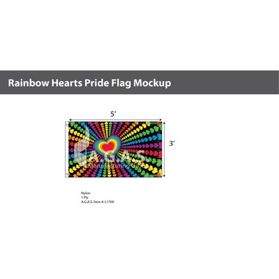 Rainbow Hearts Flag 3'X5'