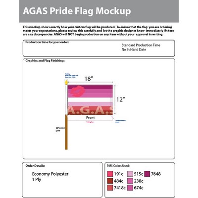 Lipstick Lesbian Stick Flag 12"X18"