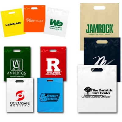 Reinforced Plastic Bags w/Fold Over Top & Die Cut Handles (7.5"x 10")