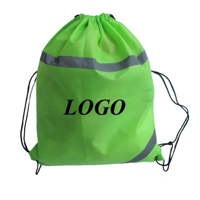 16" x 20" Non-Woven Reflective Drawstring Backpack