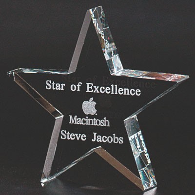 4" Optical Cut Crystal Star Award