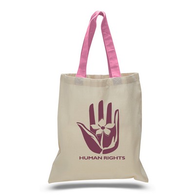 Tote with Azalea Colored Handles (Printed)