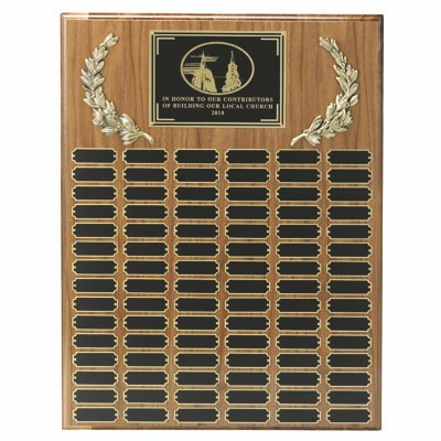 Walnut Veneer Plaque w/48 Black Screened Name Plates (13"x20")