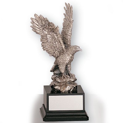 12" Electroplated Silver Resin Eagle Trophy