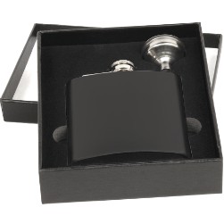 6 Oz. Matte Black Flask & Funnel Set