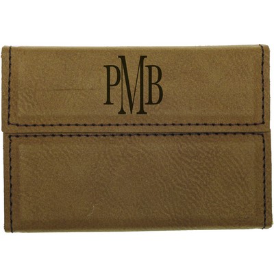 Dark Brown Leatherette Hard Business Card Holder (3 3/4" x 2 3/4")