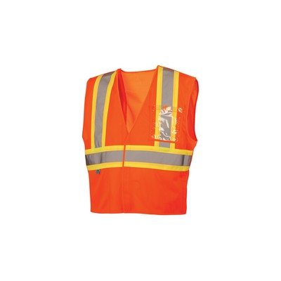 Pyramex Lumen-X Class 2-Hi Visibility Orange Vest w/ Hook & Loop Closure