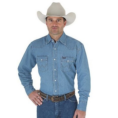 Wrangler® Men's Indigo Blue Cowboy Cut® Western Long Sleeve Work Shirt