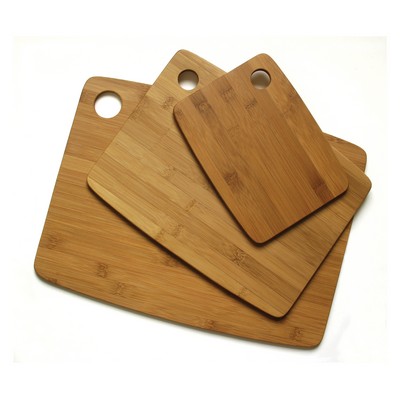 Set of 3 Bamboo Thin Cutting Board w/ Oval Hole in Corner