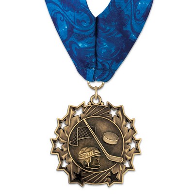 2 1/4" Hockey TS Medal w/ Stock Millennium Neck Ribbon