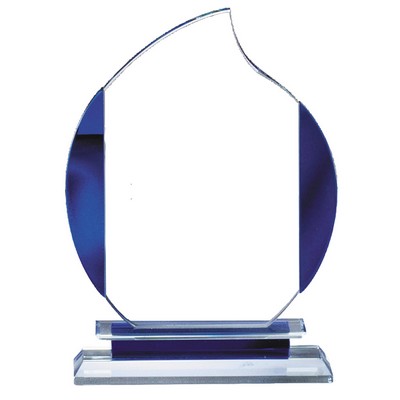 The Kendal Blue Accented Flame Glass Award - 9'' H