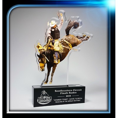 Custom Acrylic Die Cut Rodeo Figure on Base (8"x6 1/2"x3/4")