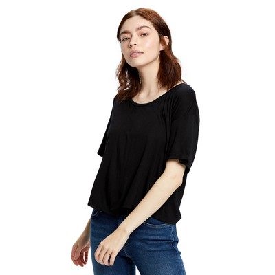 Women's Boxy Open Neck Top Shirt