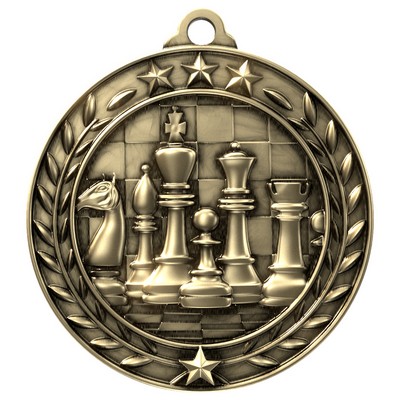 Antique Chess Wreath Award Medallion (2-3/4")