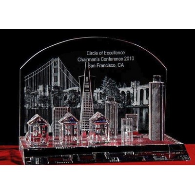 Crystal San Francisco Cityscape Sculpture w/HD Scenery (6")