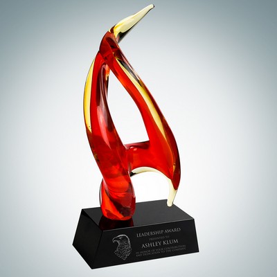 Art Glass Inferno Award w/Black Base