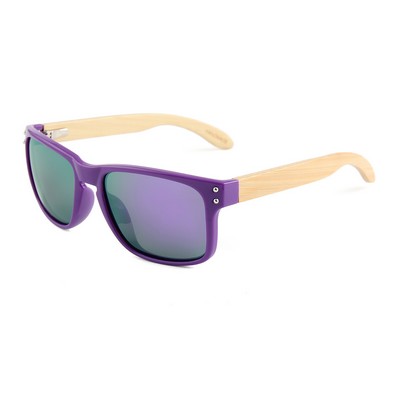 Bamboo Sunglasses - Purple Mirror Lenses - Purple Frames