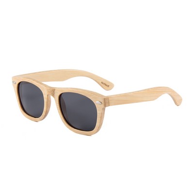 Bamboo Sunglasses - Smoke Polarized Lenses - Bamboo Frames