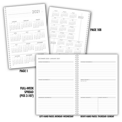 Planner Filler Set 5: 53-Week Ruled/Dated Weekly Planner, Large