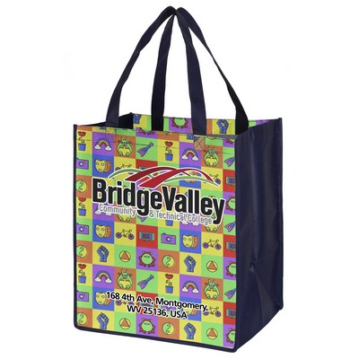 13"W x 15"H x 10"Gusset - "GROVE" Full Color Import Air Ship Grocery Shopping Tote Bags (Overseas)