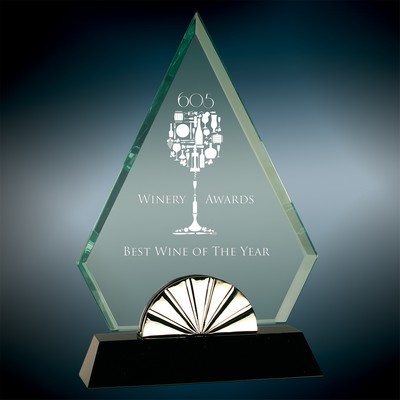 Diamond Horizon Glass Award w/Silver Trim