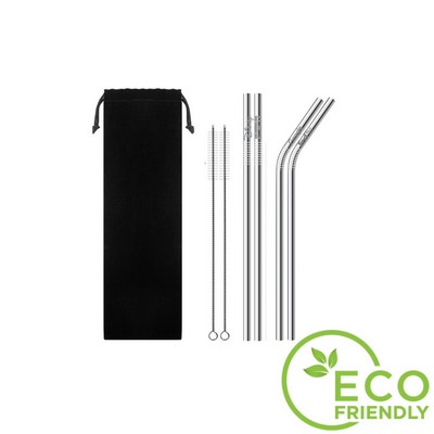 Stainless steel reusable straw set