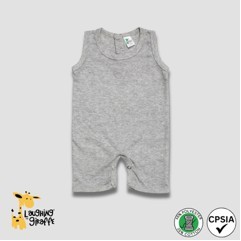 Baby Sleeveless Romper Heather Gray 65% Polyester 35% Cotton- Laughing Giraffe®