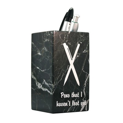 Black Zebra Marble Pencil Holder