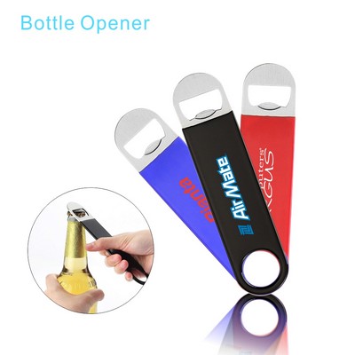 Vinyl Wrapped Paddle Bottle Opener Heavy Duty Stainless Steel Flat Bottle Opener