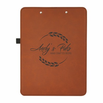 9" x 12 1/2" Rawhide/Black Leatherette Clipboard