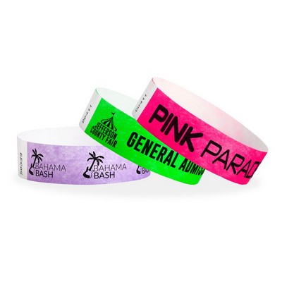 ¾" Tyvek® Custom Solid Color Wristbands with Black Imprint