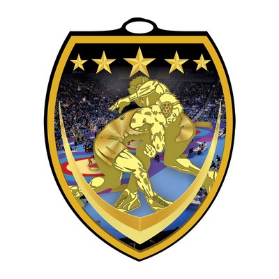 Full Color Wrestling Shield Medal