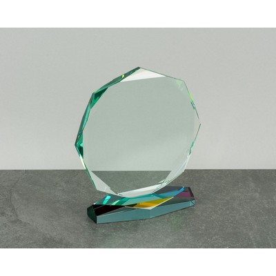 Large Jade Glass Octagon Prism Award