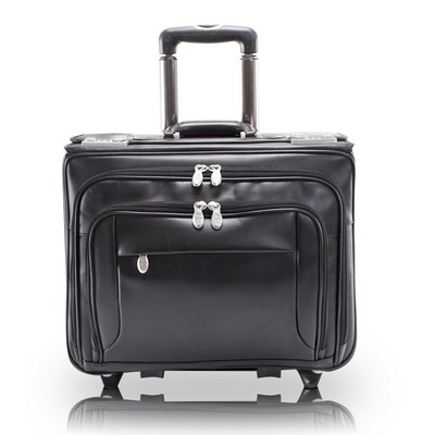 SHERIDAN | 17" Black Leather Detachable-Wheeled Catalog Briefcase | McKleinUSA