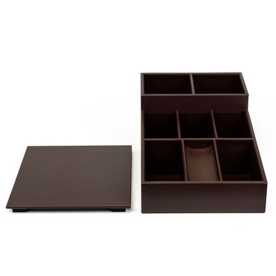 Leatherette Chocolate Brown Coffee Condiment Organizer