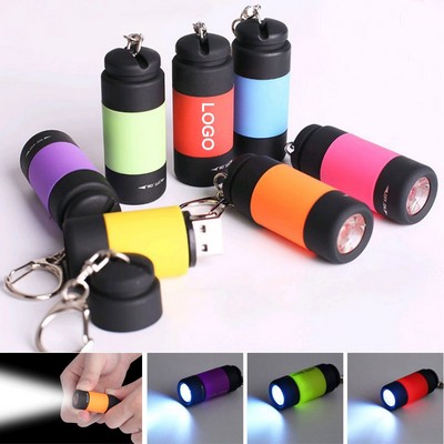 Mini USB Rechargeable Flashlight With Keychain