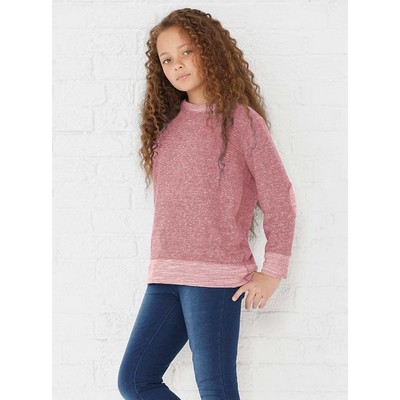 LAT™ Youth Crew Neck Pullover Harborside Mélange French Terry Sweatshirt with Elbow Patches